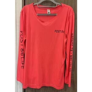 BAW Womens Long Sleeve V Neck Amvets Athletic Tee Size XL Has Stains